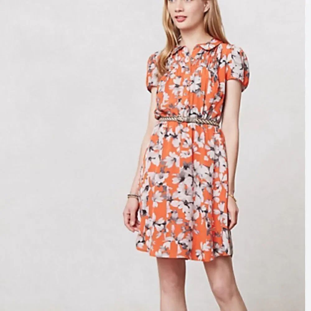 Anthropologie Maeve Floral Spectrum Shirt Dress Women’s 4